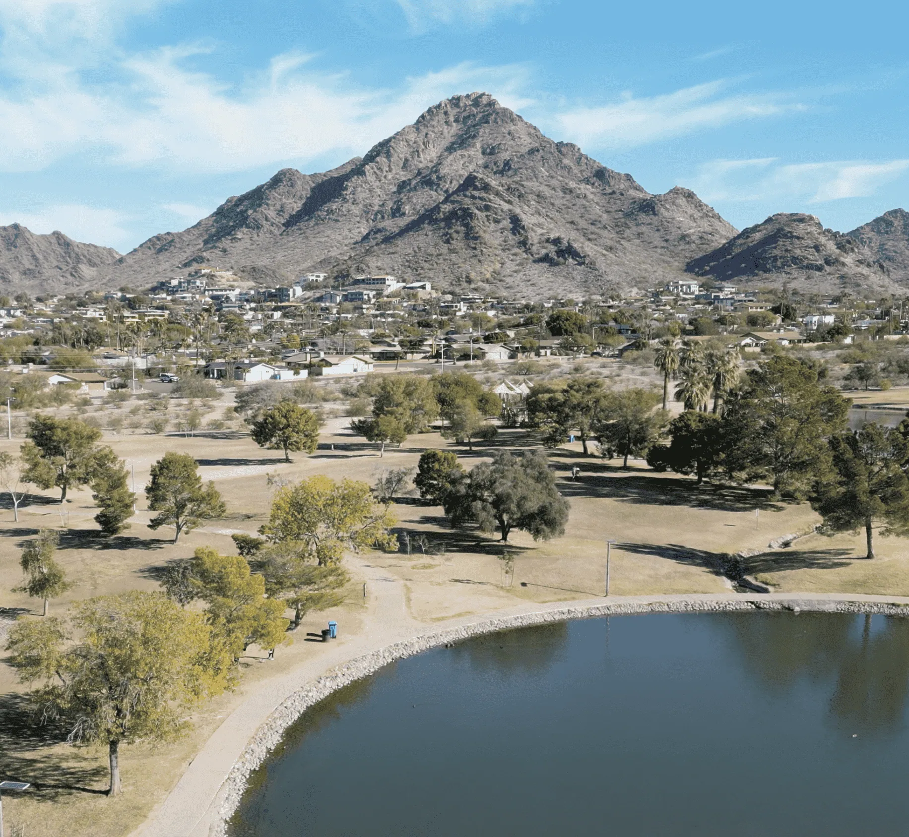 Granada Park in Phoenix with mountain views