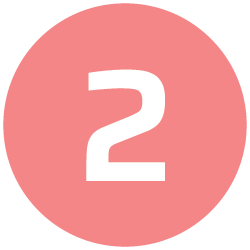 Pink circular badge with a large white number 2 (step indicator)