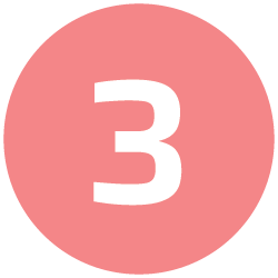 Pink circular badge with a white number 3, indicating step 3.